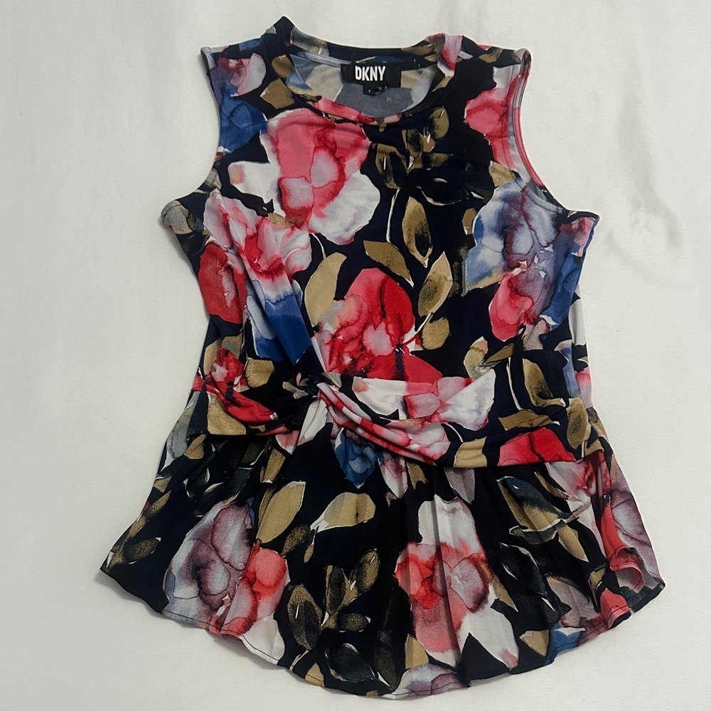 DKNY Women's Sleeveless Floral Blouse - Black, Red, Blue